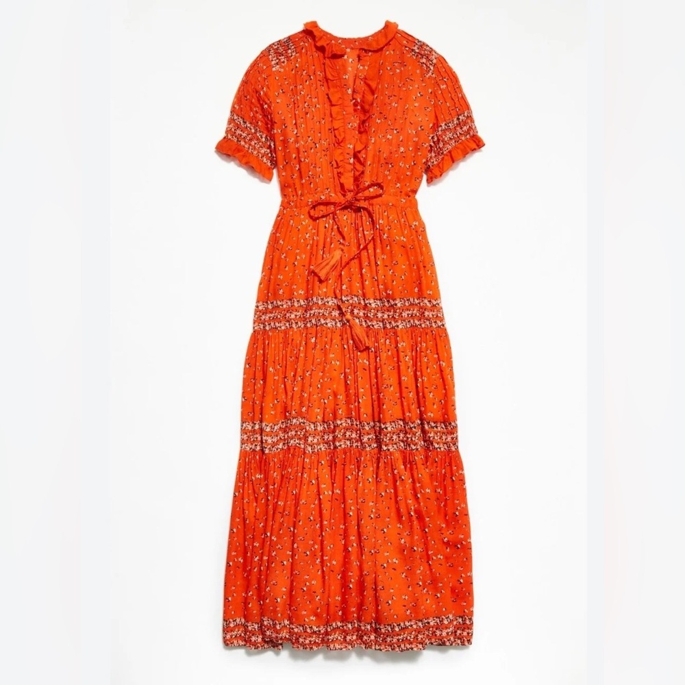 Free People Orange Floral Midi Dress - Picture 4 of 4